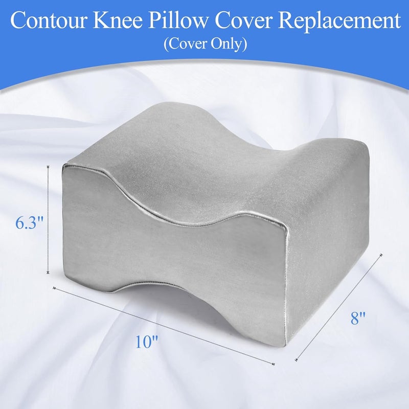 Zelimun Knee Pillow Cover Replacement 10" x 8" x 6.3", Leg Pillowcase with Long Zipper, Washable Cover for Contour Knee Foam Support Pillow (Grey) - Image 2